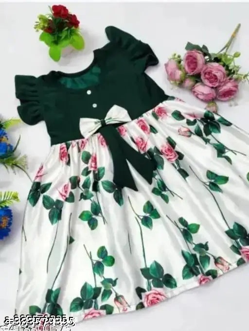 Cotton Blend Frocks & Dresses - Green