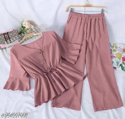 Poly Crepe Girls Clothing Set - Pink