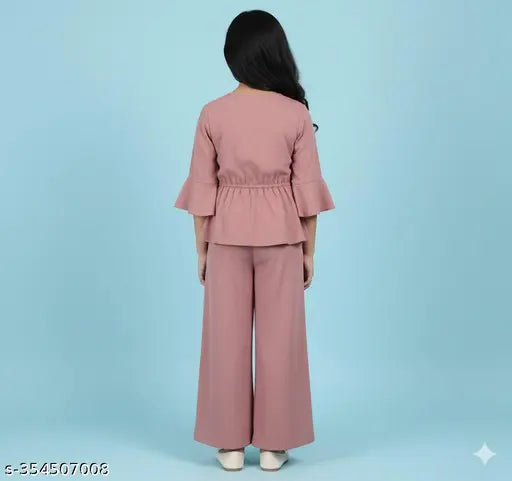 Poly Crepe Girls Clothing Set - Pink