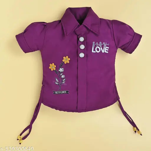 Cotton Girls Clothing Set - Purple & White