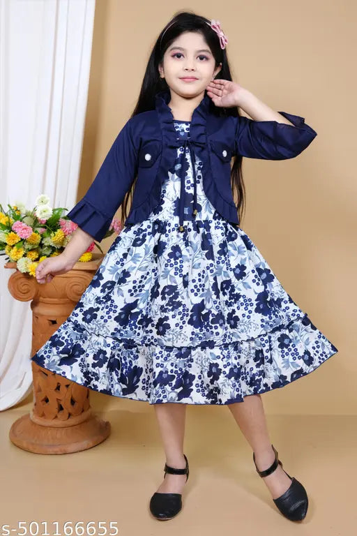 Cotton Blend Frocks & Dresses - Blue