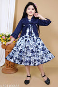 Cotton Blend Frocks & Dresses - Blue