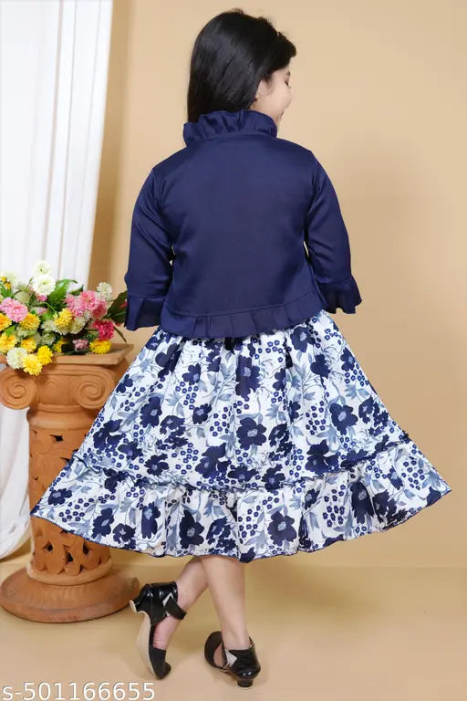 Cotton Blend Frocks & Dresses - Blue