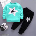 Cotton Kids Clothing Set - Aqua Blue & Black