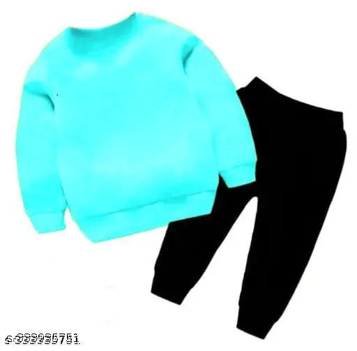 Cotton Kids Clothing Set - Aqua Blue & Black