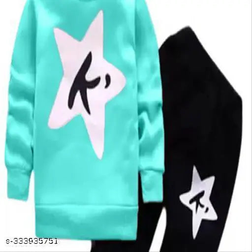 Cotton Kids Clothing Set - Aqua Blue & Black