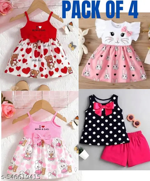 Cotton Blend Frocks - Pink